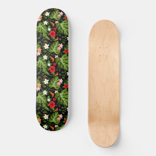 Tropische bloemen achtergrond 3 persoonlijk skateboard (Voorkant)
