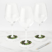 Tropische bloemen achtergrond 3 wijnglaslabel (Set)