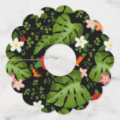 Tropische bloemen achtergrond 3 wijnglaslabel (Achterkant)