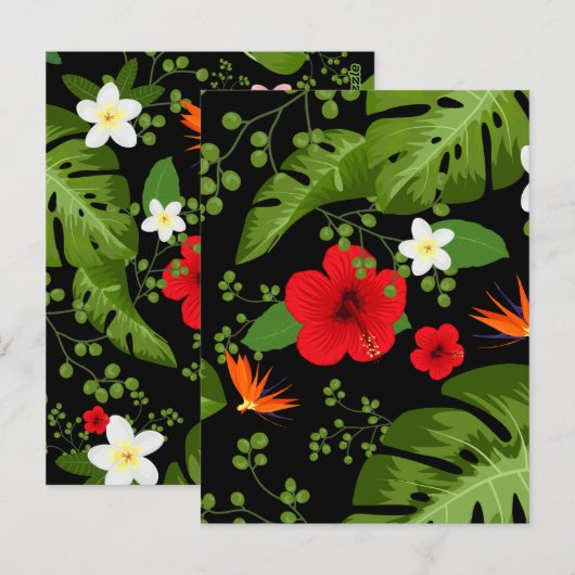 Tropische bloemen achtergrond 4 briefkaart (Voorkant / Achterkant)