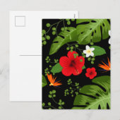 Tropische bloemen achtergrond 4 feestdagenkaart (Voorkant / Achterkant)