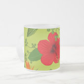 Tropische Bloemen Achtergrond 6 Matglas Koffiemok (Voorkant links)