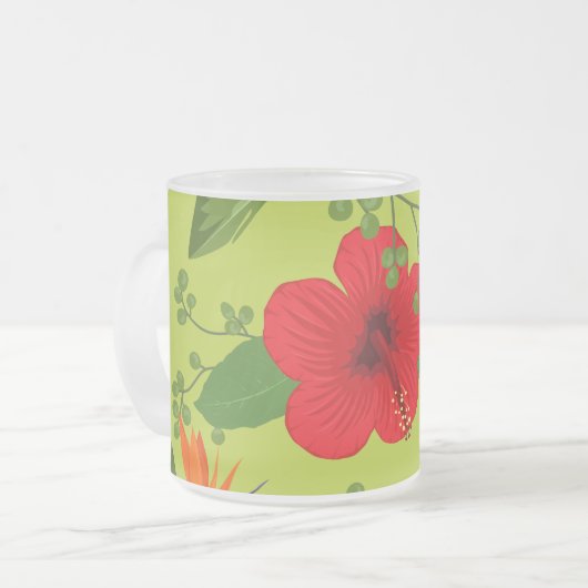 Tropische Bloemen Achtergrond 6 Matglas Koffiemok (Voorkant links)