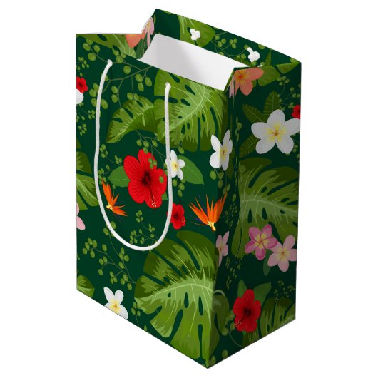 Tropische bloemen achtergrond 8 medium cadeauzakje (Achterkant Gekanteld)
