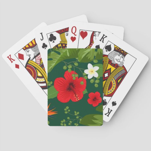 Tropische bloemen achtergrond 8 pokerkaarten (Achterkant)