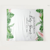 Tropische bloemen achtergrond voor baby shower fot wandkleed (Voorkant (horizontaal))