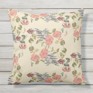 Tropische bloemen afdrukken Patio Pillow 20x20 Buitenkussen