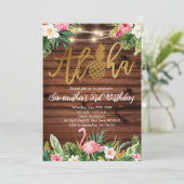 Tropische Bloemen Aloha Verjaardag Flamingo Party Kaart (Staand voorkant)