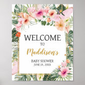 Tropische Bloemen Aloha Welkomstbord Poster (Voorkant)