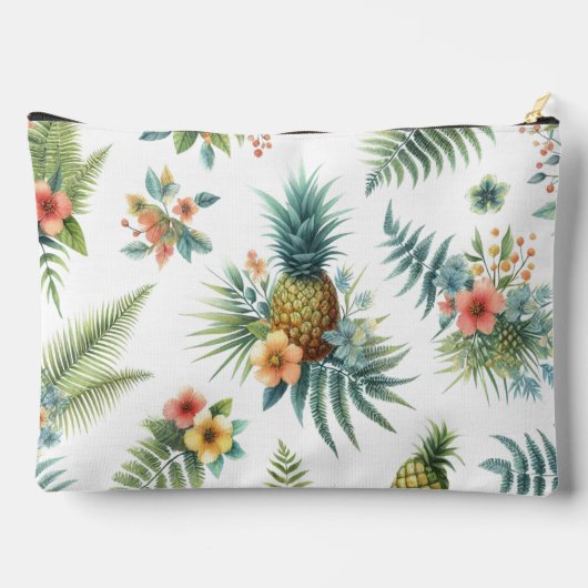 Tropische Bloemen Ananas Accessoirezak Etui (Achterkant)