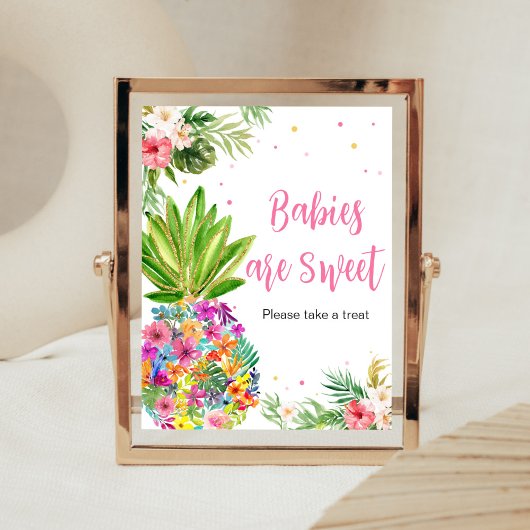 Tropische Bloemen Ananas Baby's zijn zoet Poster