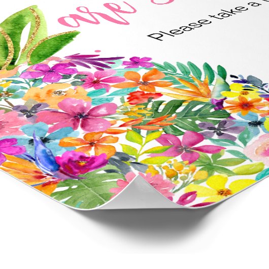 Tropische Bloemen Ananas Baby's zijn zoet Poster (Hoek)