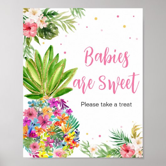 Tropische Bloemen Ananas Baby's zijn zoet Poster (Voorkant)