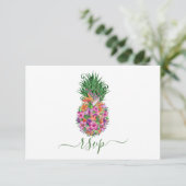 Tropische Bloemen Ananas Bruiloft Menu Keuze (Staand voorkant)