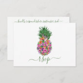 Tropische Bloemen Ananas Bruiloft Menu Keuze (Voorkant / Achterkant)