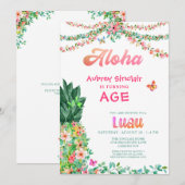 Tropische Bloemen Ananas Luau ELKE LEEFTIJD Verjaa Kaart (Voorkant / Achterkant)