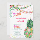 Tropische Bloemen Ananas Luau ELKE LEEFTIJD Verjaa Kaart (Voorkant)