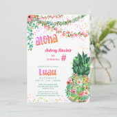 Tropische Bloemen Ananas Luau ELKE LEEFTIJD Verjaa Kaart (Staand voorkant)