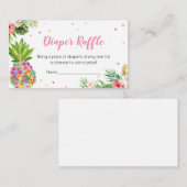 Tropische Bloemen Ananas Luier Raffle Informatiekaartje (Voorkant / Achterkant)