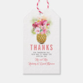 Tropische Bloemen Ananas Strand Bruiloft Cadeaulabel (Voorkant)