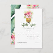Tropische Bloemen Ananas Vaas Strand Bruiloft RSVP (Voorkant / Achterkant)