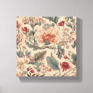  Tropische Bloemen Antiek Canvas Afdruk