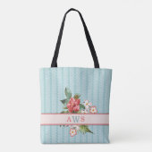 Tropische bloemen Aqua / Coral gepersonaliseerd Tote Bag (Achterkant)