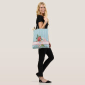 Tropische bloemen Aqua / Coral gepersonaliseerd Tote Bag (Op model)