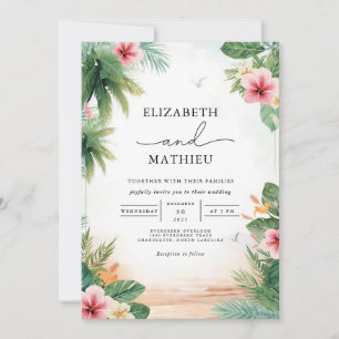 Tropische Bloemen Archway Wedding Kaart
