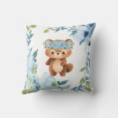 Tropische Bloemen Baby Jongen Geboorte Statistieke Kussen (Achterkant)