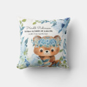 Tropische Bloemen Baby Jongen Geboorte Statistieke Kussen (Voorkant)