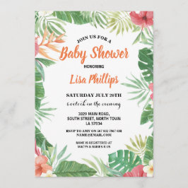 Tropische Bloemen Baby shower Aloha Uitnodigen Par Kaart