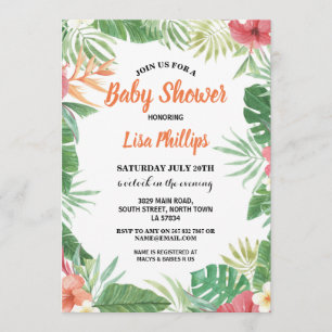 Tropische Bloemen Baby shower Aloha Uitnodigen Par Kaart