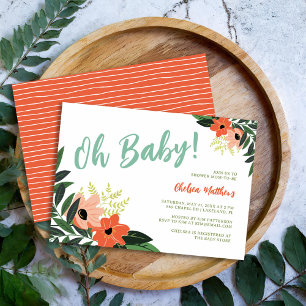 Tropische bloemen baby shower uitnodiging