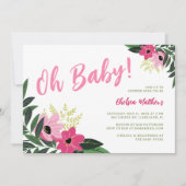 Tropische bloemen baby shower uitnodiging (Voorkant)