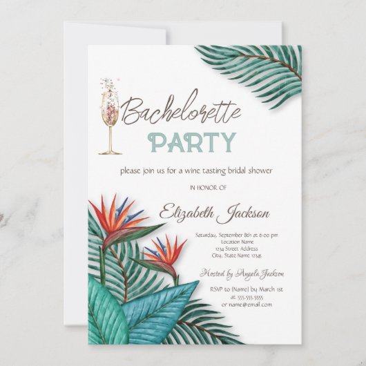 Tropische Bloemen Bachelorette Kaart (Voorkant)