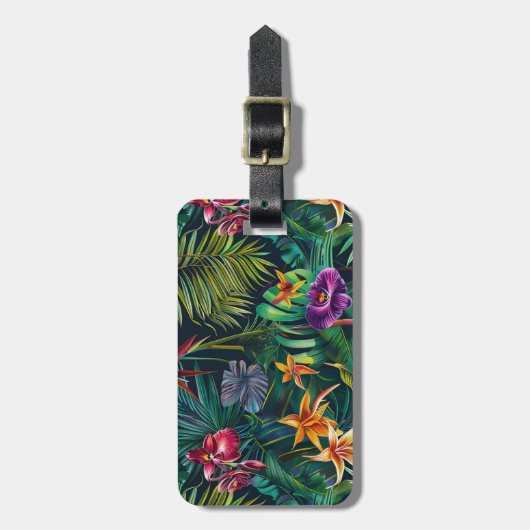 Tropische bloemen bagagelabel (Voorkant verticaal)