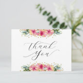 Tropische bloemen bedankkaart (Staand voorkant)