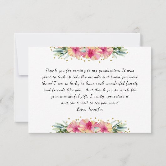 Tropische bloemen bedankkaart (Achterkant)