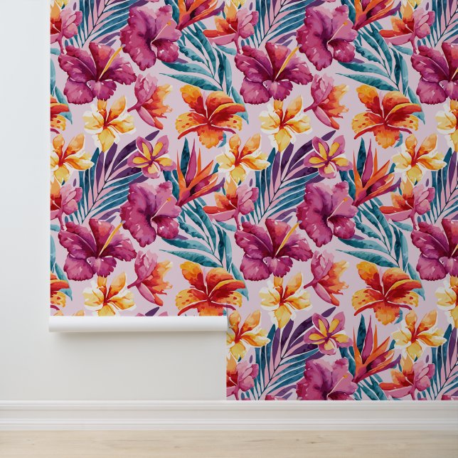Tropische bloemen behang (Applicatie)
