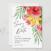 Tropische Bloemen Bestemming Bruiloft Save The Date (Voorkant)