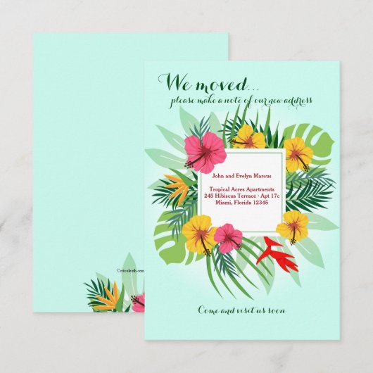 Tropische bloemen Bewegende Aankondiging (Voorkant / Achterkant)