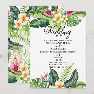 Tropische Bloemen & Bladeren Bruidsboeket Kaart