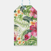 Tropische Bloemen Bladeren Bruiloft Feest Cadeaulabel (Achterkant)