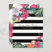 Tropische Bloemen Bladeren Chic Save the Date Aankondigingskaart (Voorkant / Achterkant)