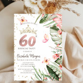 Tropische bloemen bladeren diamanten 60e verjaarda kaart