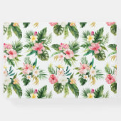 Tropische Bloemen Bladeren Flamingo's bruiloft Gastenboek (Achterkant)