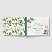 Tropische Bloemen Bladeren Flamingo's bruiloft Gastenboek (Volledig)
