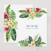 Tropische bloemen bladeren Floral Chic Bewaar de d Aankondigingskaart (Voorkant / Achterkant)