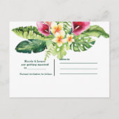Tropische bloemen bladeren Floral Chic Bewaar de d Aankondigingskaart (Achterkant)